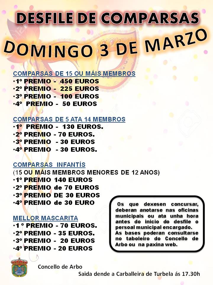 Arbo celebra el Carnaval con un Desfile de Comparsas