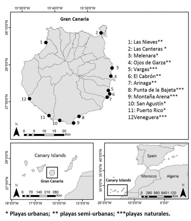 Área de estudio playas seleccionadas