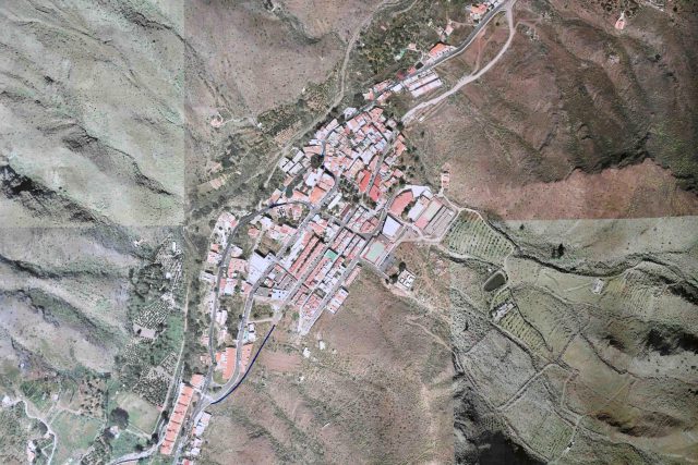 Mapa Topográfico De Mogán Casco. Señalado En Azul La Vía Que Unirá La Avenida De La Constitución Con La Calle Drago