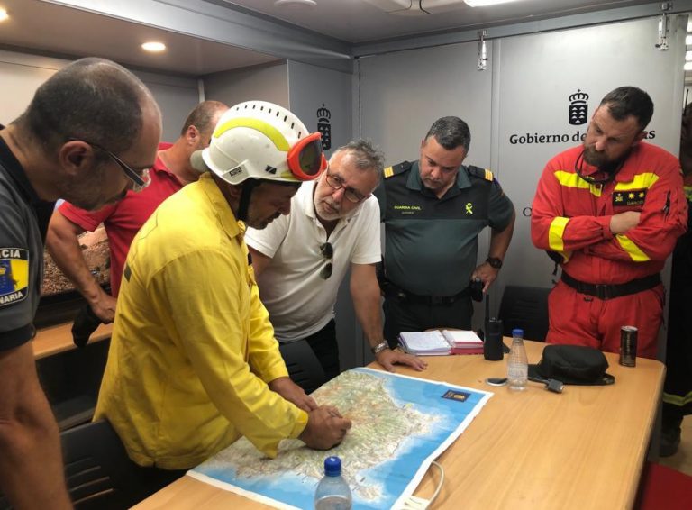Sobre las seis de la tarde el incendio penetró en el Pinar de Tamadaba