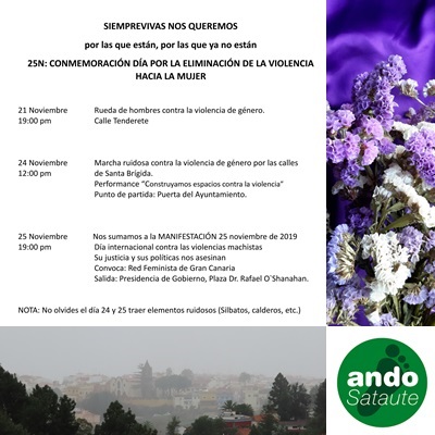 ANDO Sataute convoca a la ciudadanía satauteña para mostrar su rechazo a la violencia machista