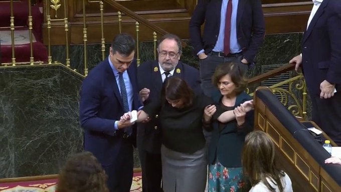 Adriana Lastra, herida en el Congreso antes de votar