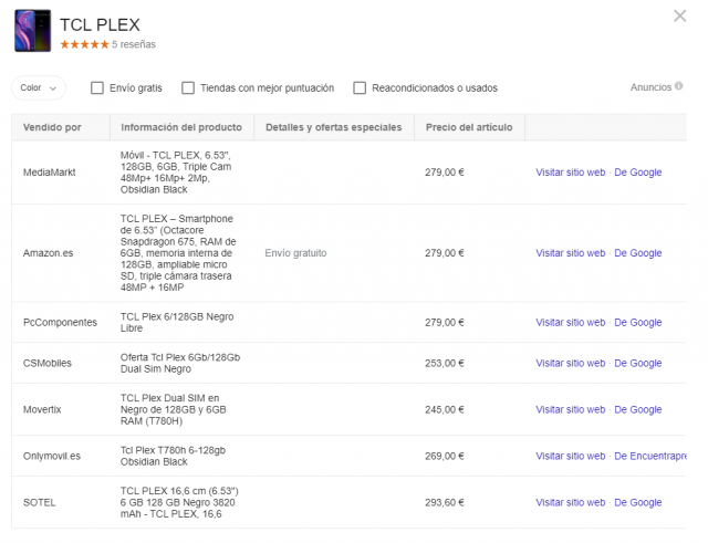 Precios Tcl Plex