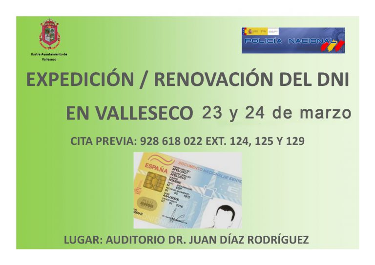 La población de Valleseco podrá renovar su DNI en el municipio