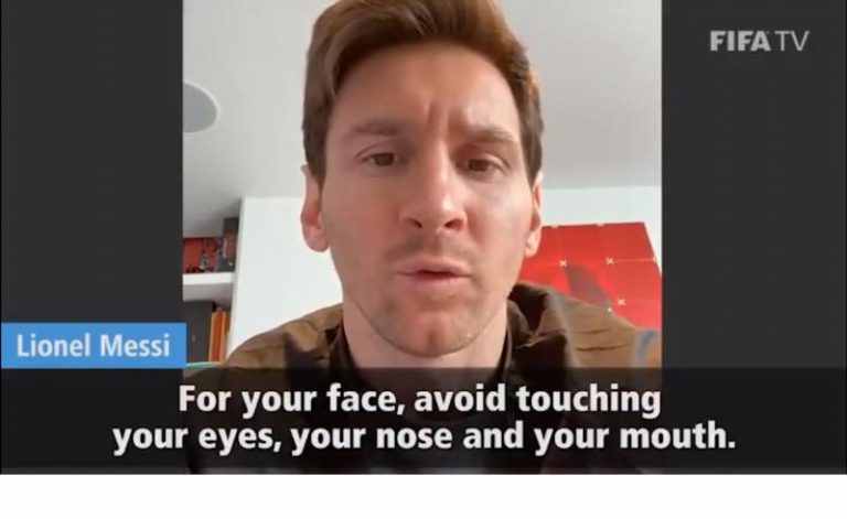 Messi, en una campaña de la FIFA y la OMS: «Evita tocarte tus ojos, nariz y boca»