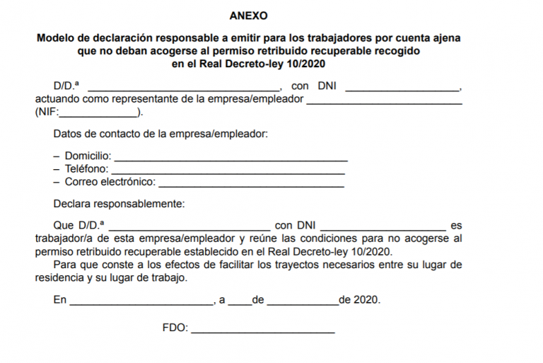 Este es el certificado que tiene que firmar tu empresa si necesitas seguir acudiendo a tu puesto de trabajo