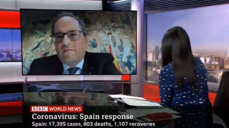 Torra vuelve a demostrar su deslealtad al hacer ver en medios internacionales que en España no hay orden de confinamiento