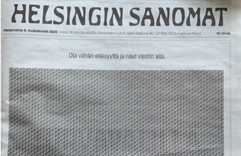 La genial ilusión óptica, portada de un periódico, para concienciar a la población de mantener la distancia de seguridad