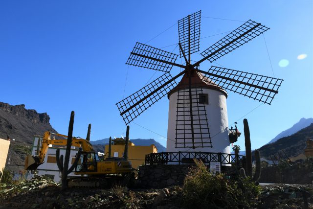 Obras de musealización en la parcela del Molino de Viento de Mogán