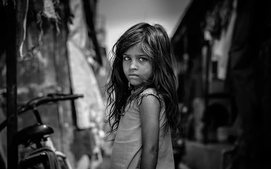 Kid Child Portrait Sad Poor People Children Young Female