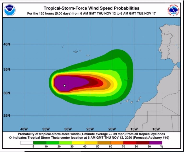 La AEMET advierte que el ciclón tropical ‘Theta’ se acerca a Canarias