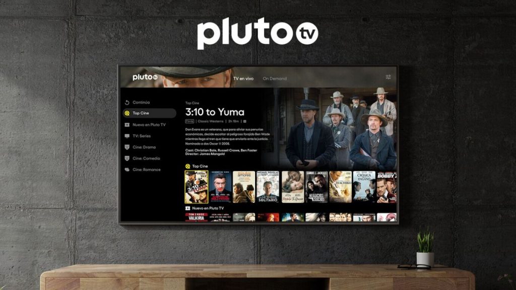 La interfaz principal de Pluto TV