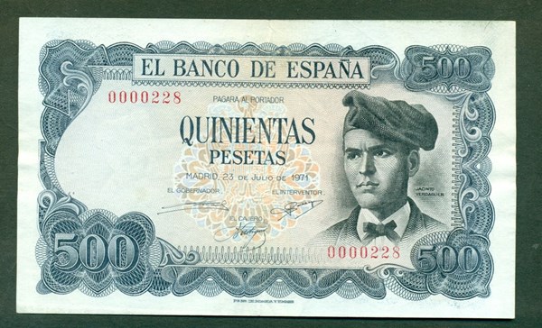 Billete de 500 pesetas de 1943
