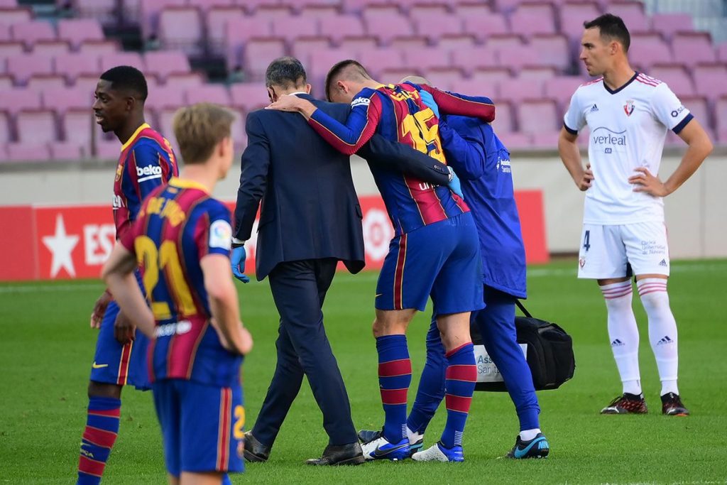 Clement Lenglet Salio Lesionado Del Fc Barcelona Osasuna