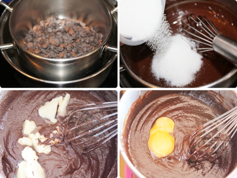 preparación de los mousse de chocolate