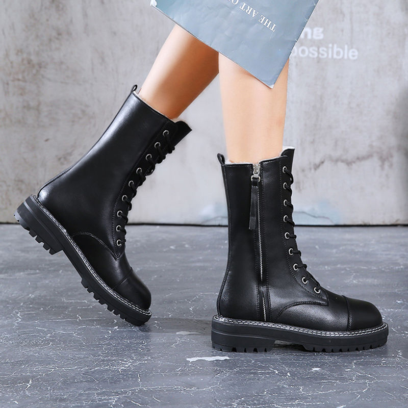 Botines De Cordones Con Interior De Felpa