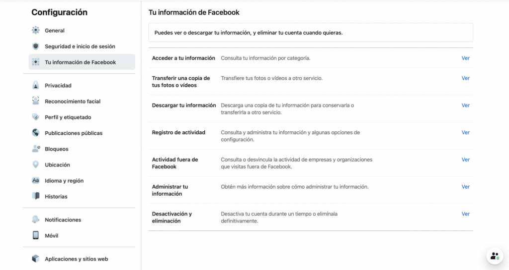 Configuración De Tu Información De Facebook