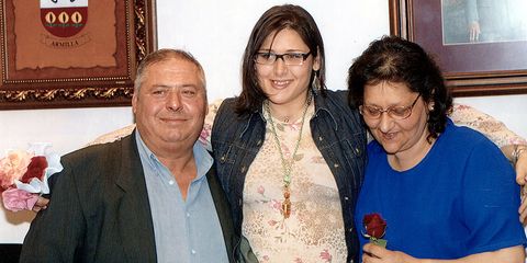 Rosa, Con Sus Padres, En Su Casa De Granada.