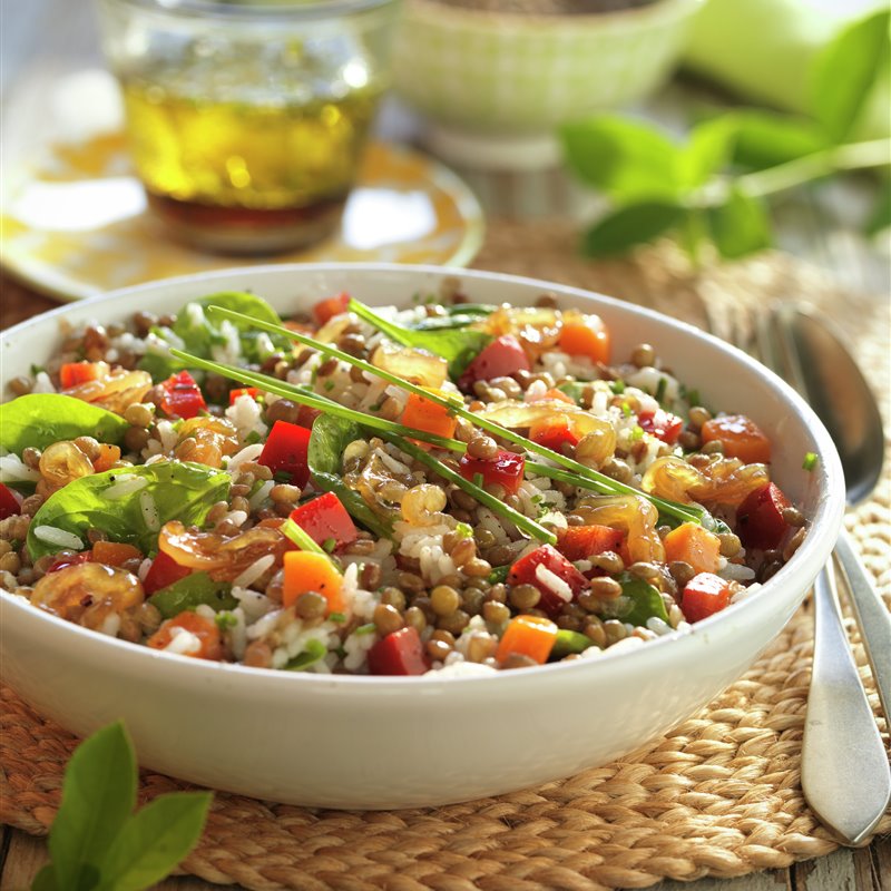 Ensalada De Lentejas Con Arroz Y Verduras