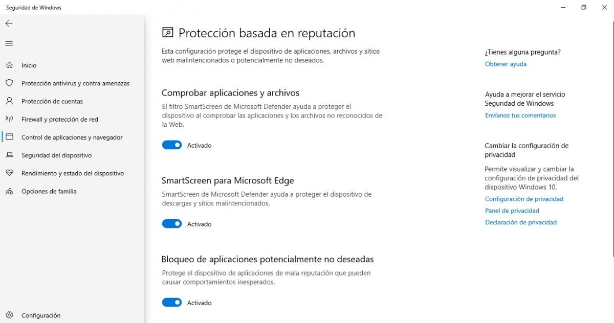 Qué es la protección por reputación de Windows 10