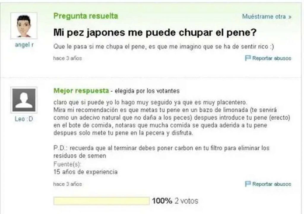 Una De Las Preguntas De Yahoo Respuestas.