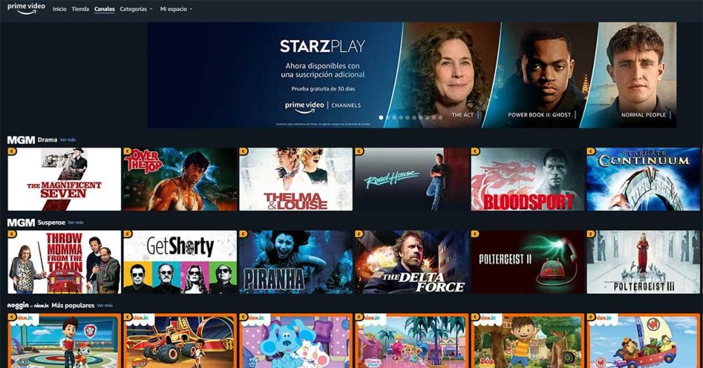 Canales Amazon Prime Video