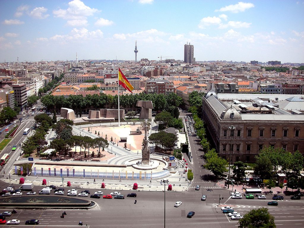 Recoletos En Madrid Con Sus Edificaciones