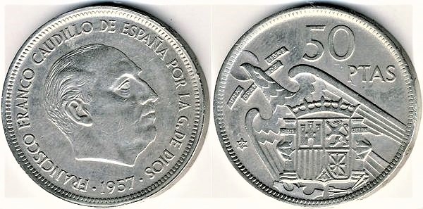 La Moneda De 50 Pesetas De 1957, Busca En Ebay