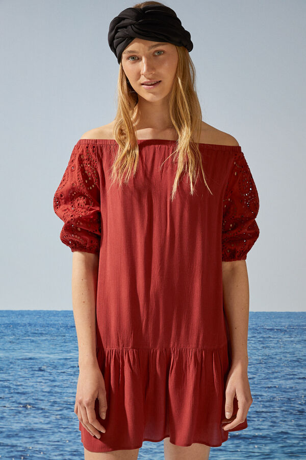 Vestido Rojo Abullonado.