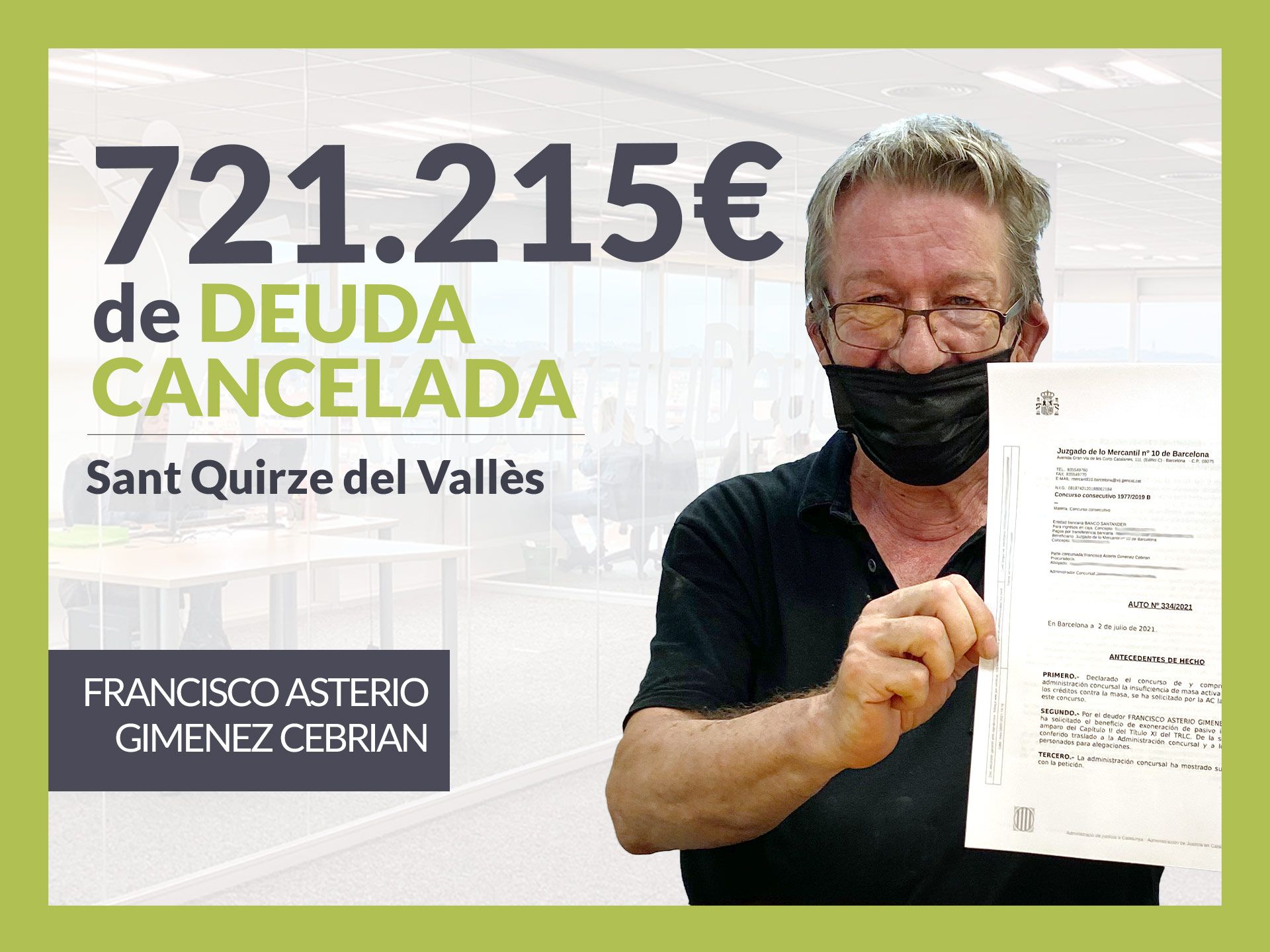 Repara tu Deuda cancela 721.215 € en Sant Quirze del Vallès (Barcelona) con la Ley de Segunda Oportunidad 1 1626959904 REPARAminBEPI Francisco Asterio Gimenez Cebrian