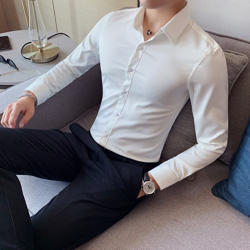 Camisa Lisa De Estilo Britanico