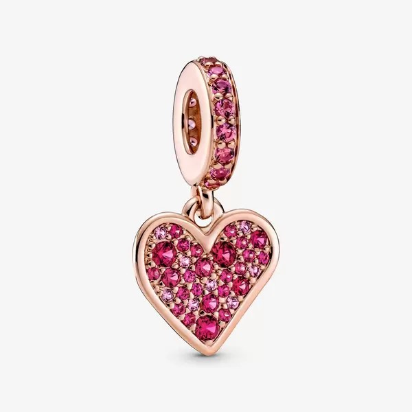 Charm Colgante Corazón A Mano Alzada En Pavé