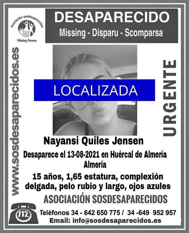 Encuentran a la menor de 15 años desaparecida el viernes en Huércal (Almería)