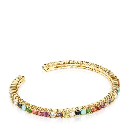 Pulsera De Plata Vermeil Y Gemas Straight Color