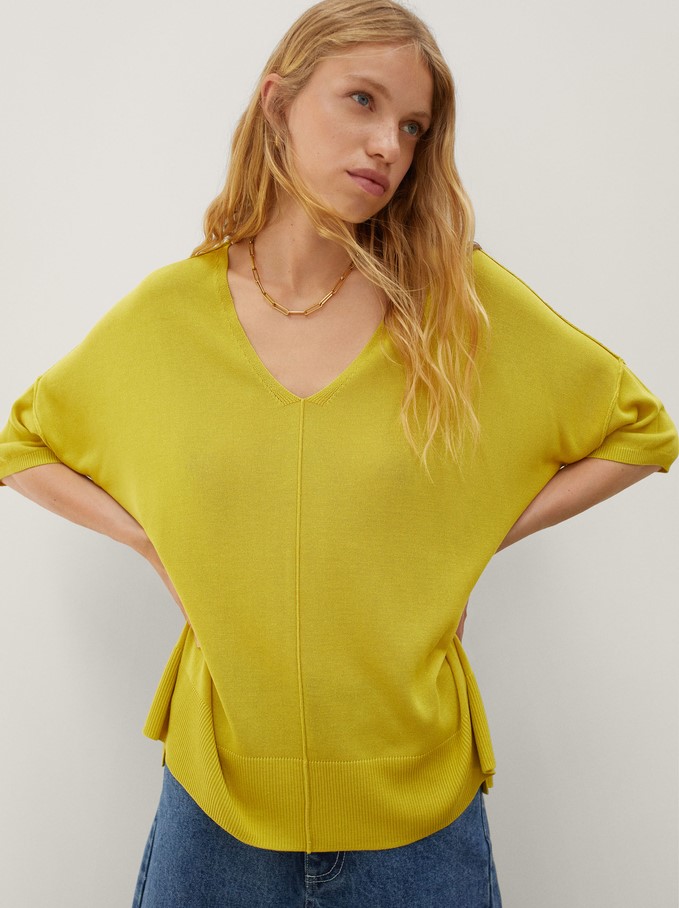 JERSEY DE PUNTO REVERSIBLE CON CUELLO DE PICO