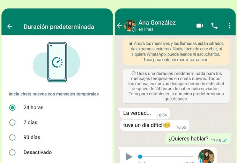 WhatsApp ya permite activar los mensajes temporales de forma predeterminada en nuevos chats