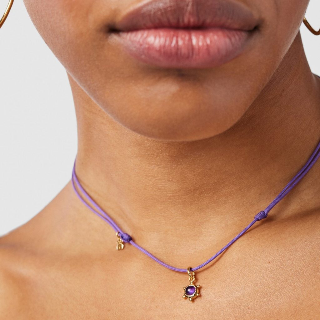 Collar Magic Nature Con Amatista Y Cordon Lila