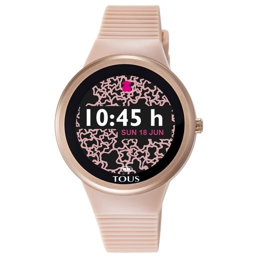 Reloj Rond Connect De Acero Ip Rosado Con Correa De Silicona Nude