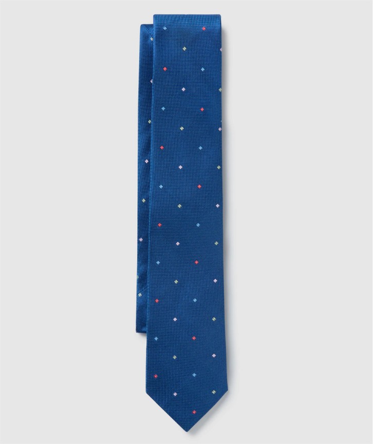 corbata seda azul estampado geometrico el corte ingles