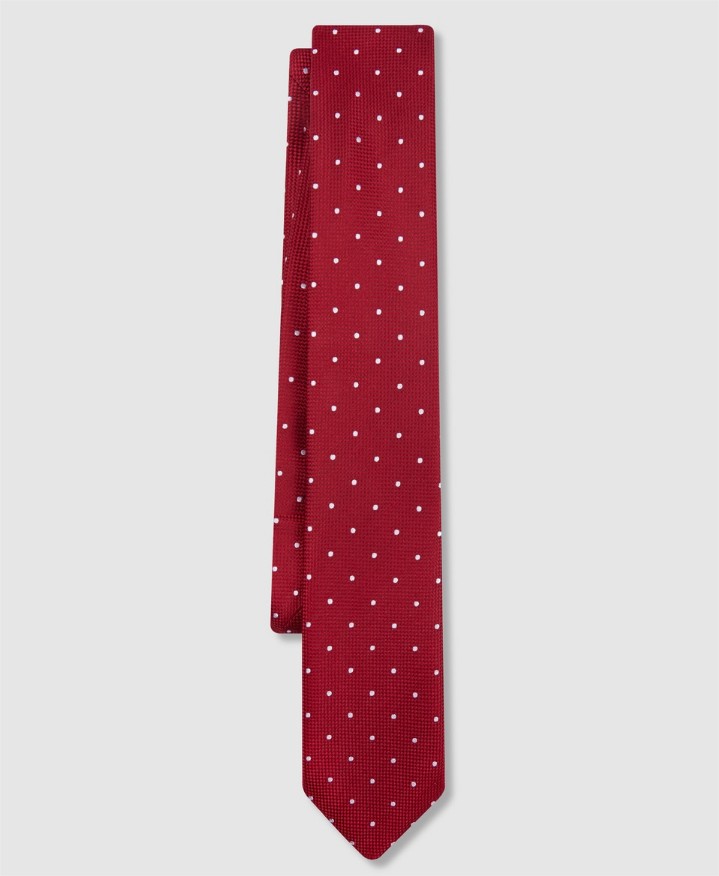 corbata seda rojo estampado topos el corte ingles