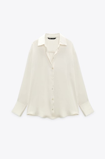 Camisa Zara blanca satinada