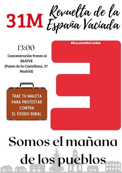 La España Vaciada se concentra hoy en Madrid con maletas para visualizar la marcha de sus territorios