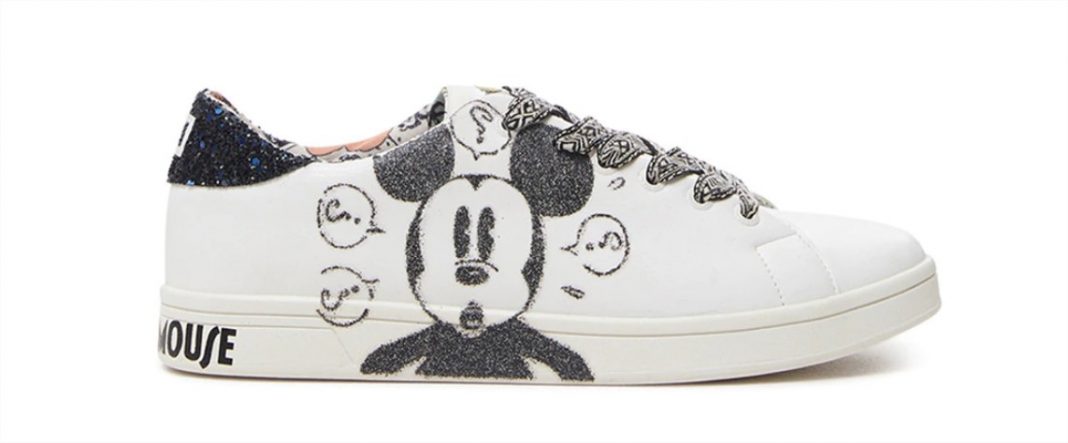 sneakers ilustracion mickey mouse purpurina desigual el corte ingles