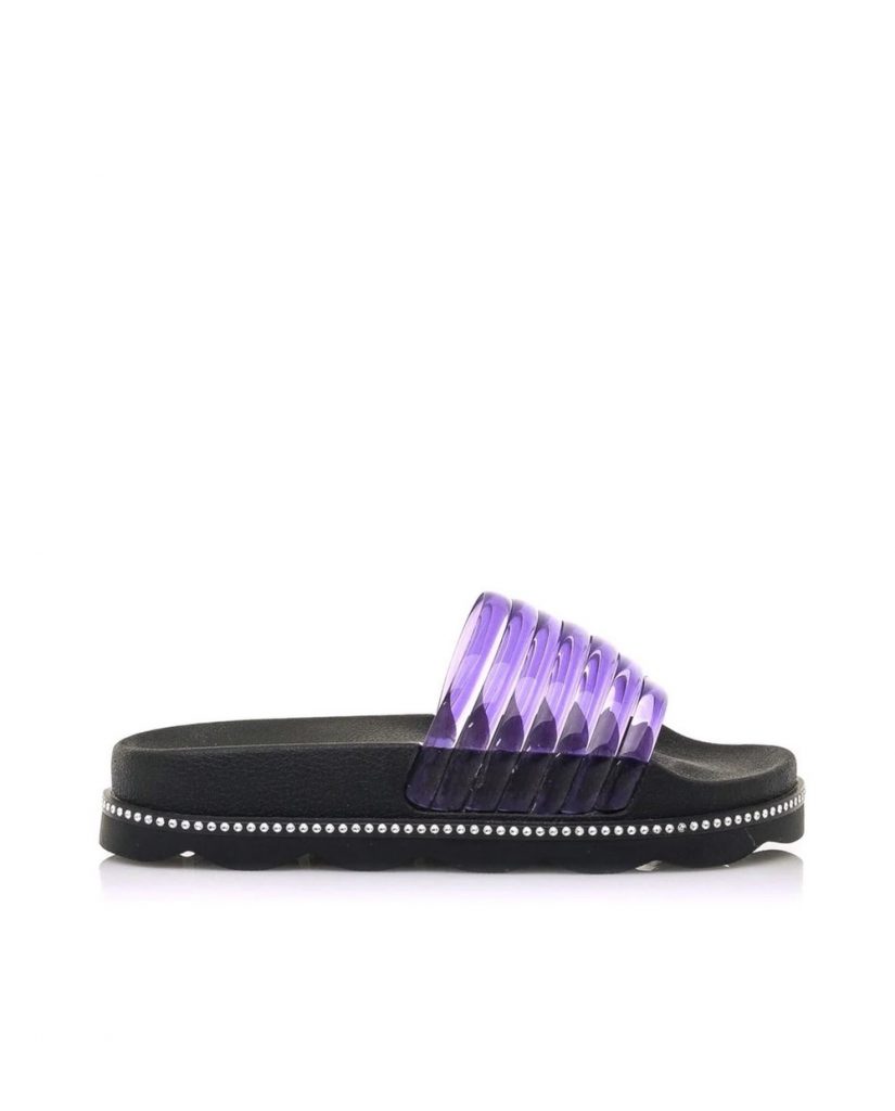 Chanclas De Mujer En Vinilo Tubular Morado Y Piso En Negro El Corte Ingles