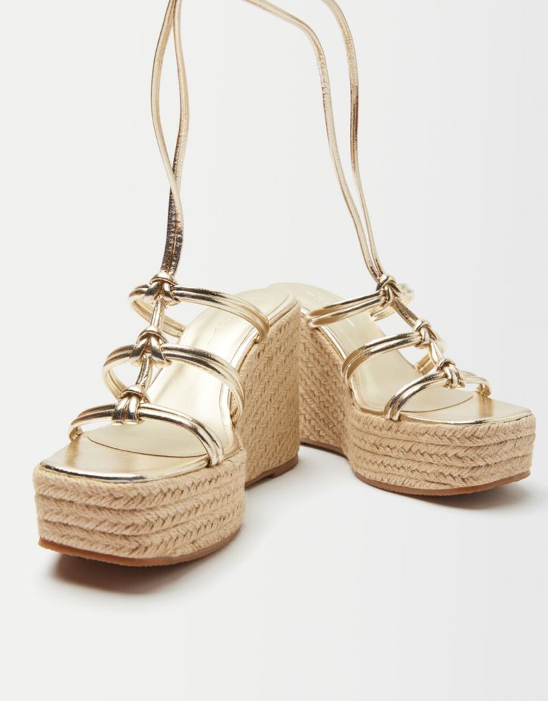 Sandalias plataforma yute metalizada