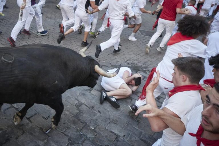 Un herido por asta en el veloz encierro protagonizado por los toros de Jandilla en los Sanfermines