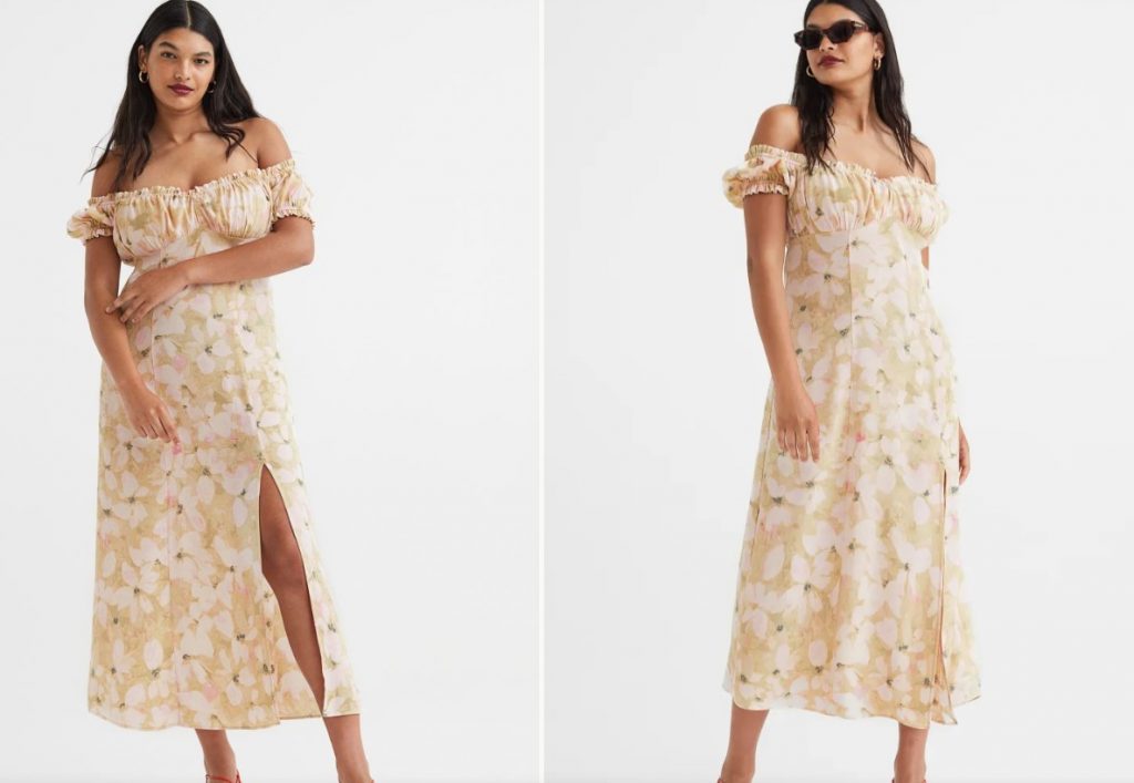 Vestido Floral Con Manga Puffy