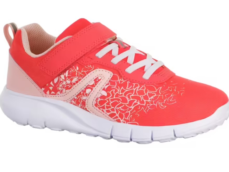 Zapatillas marcha con tira adherente rosa coral