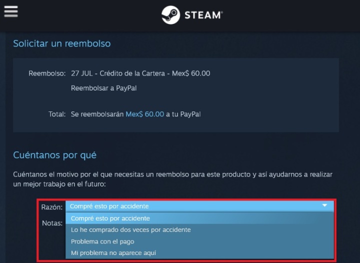 Cómo Pedir Un Reembolso En Steam 2 Paso Uno