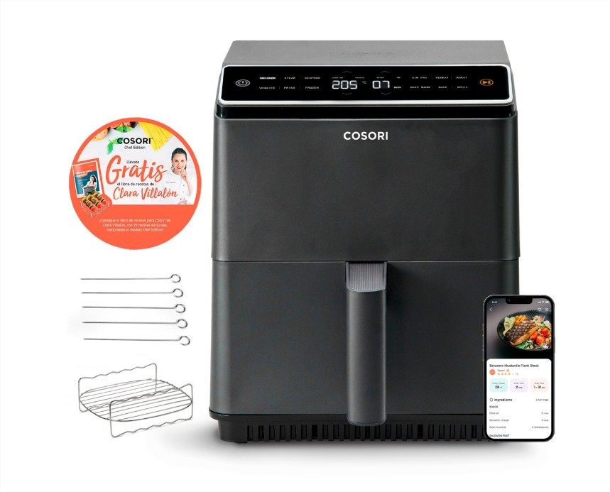 Freidora sin aceite Cosori Dual Blaze Chef Edition con sistema 360 ThermoIQ + Libro de recetas exclusivo el corte inglés